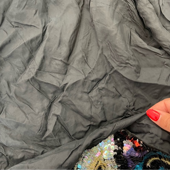 Vintage Multicolored Geometric Print Sequin Long Sleeve Blouse Peony and Phoenix - Picture 8 of 10